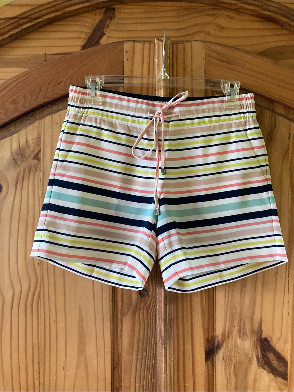Women's The Limited green pink striped elastic waist shorts size XS